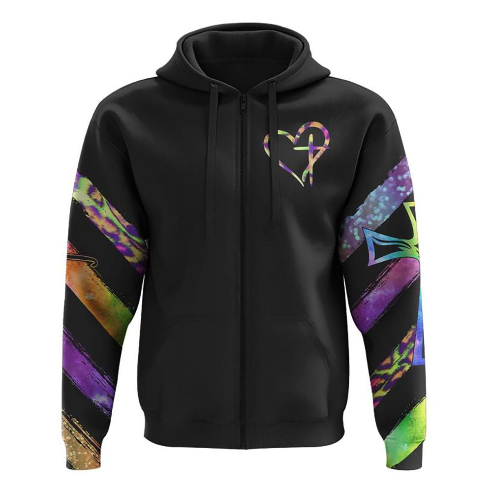 Faith Colorful Cross Light Brush All Over Print 3D Hoodie, Christian Hoodie, Christian Sweatshirt, Bible Verse Shirt