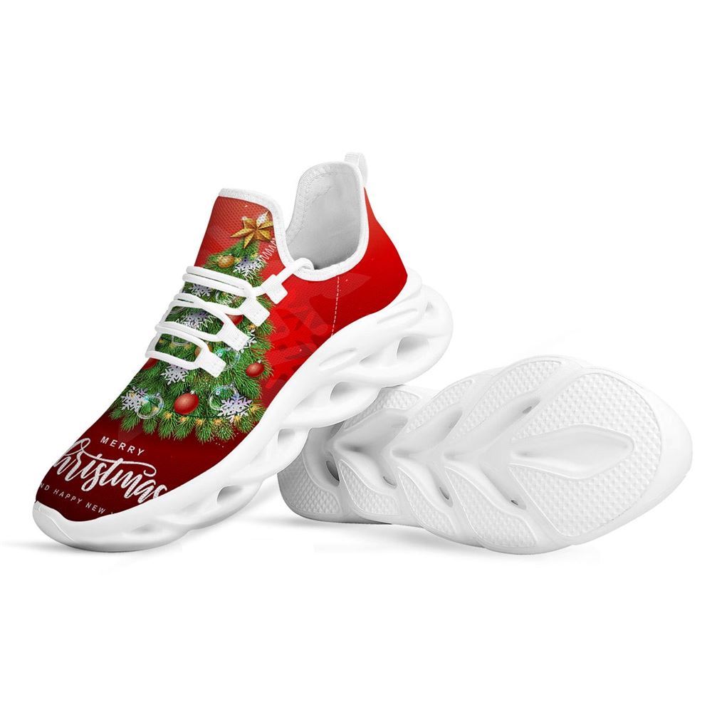 Christmas Tree Print White Max Soul Shoes For Men Women, Best Running Sneaker, Christmas Shoes, Winter Fashion Shoes