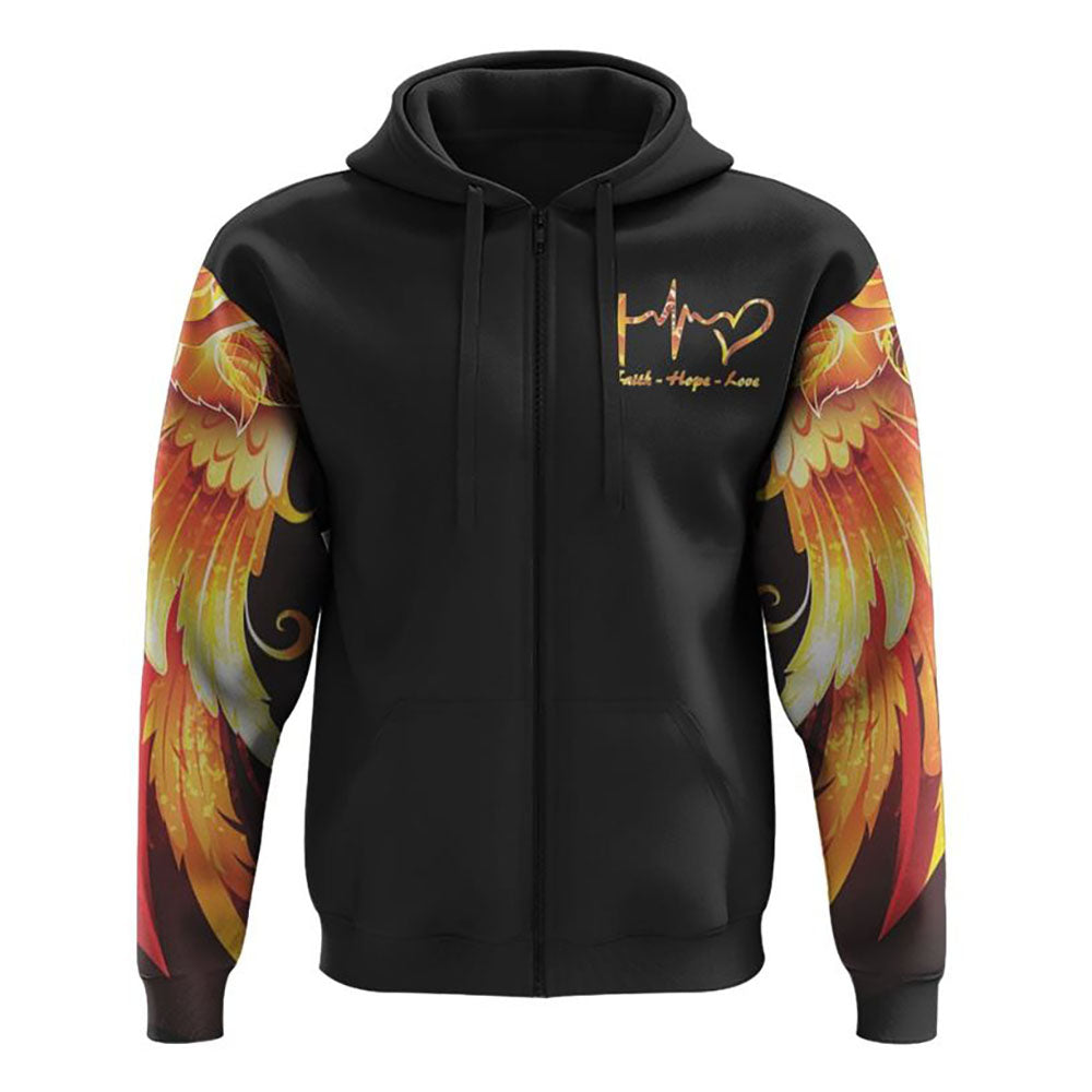 Faith Cross Rose Wings Golden All Over Print 3D Hoodie, Christian Hoodie, Christian Sweatshirt, Bible Verse Shirt