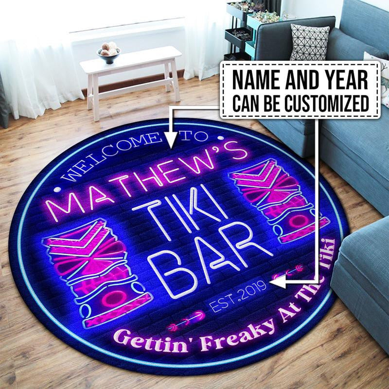 Personalized Tiki Bar Living Room Round Mat Circle Rug