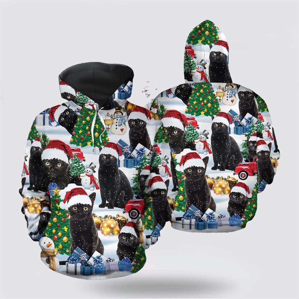 Christmas Black Cat 2 All Over Print 3D Hoodie For Men And Women, Christmas Cat Hoodie, Christmas Hoodie Cute, Christmas Fashion