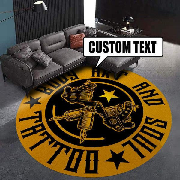 Personalized Tattoo Studio Round Mat Round Floor Mat Room Rugs Carpet Outdoor Rug Washable Rugs