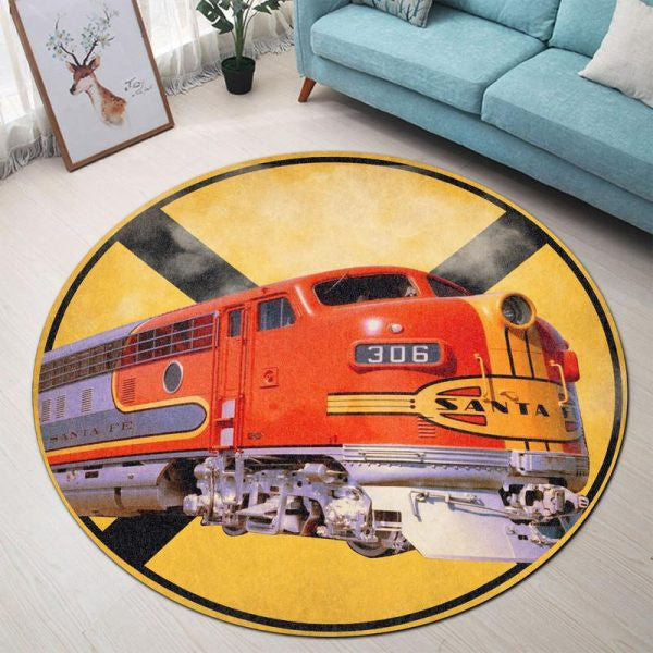 Santa Fe Railroad Crossing Round Mat Round Floor Mat Room Rugs Carpet Outdoor Rug Washable Rugs