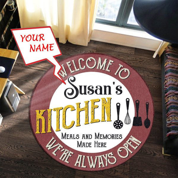 Personalized Welcome To Kitchen Round Mat Round Floor Mat Room Rugs Carpet Outdoor Rug Washable Rugs