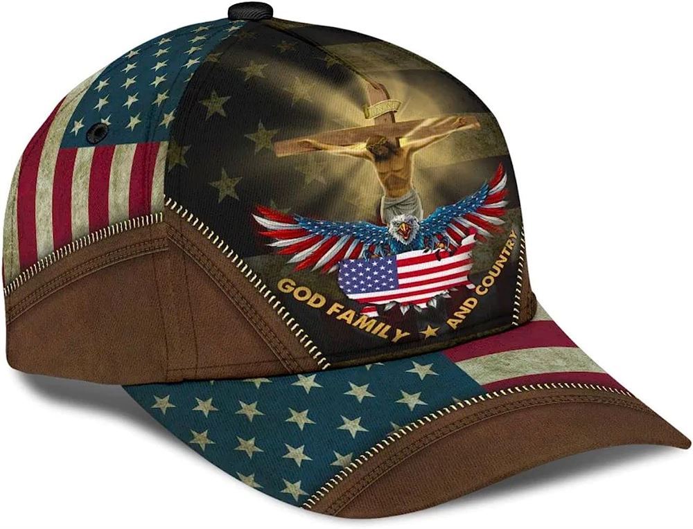 Crucifixion Of Jesus God Family And Country All Over Print Baseball Cap, God Cap, Gift Ideas For Male