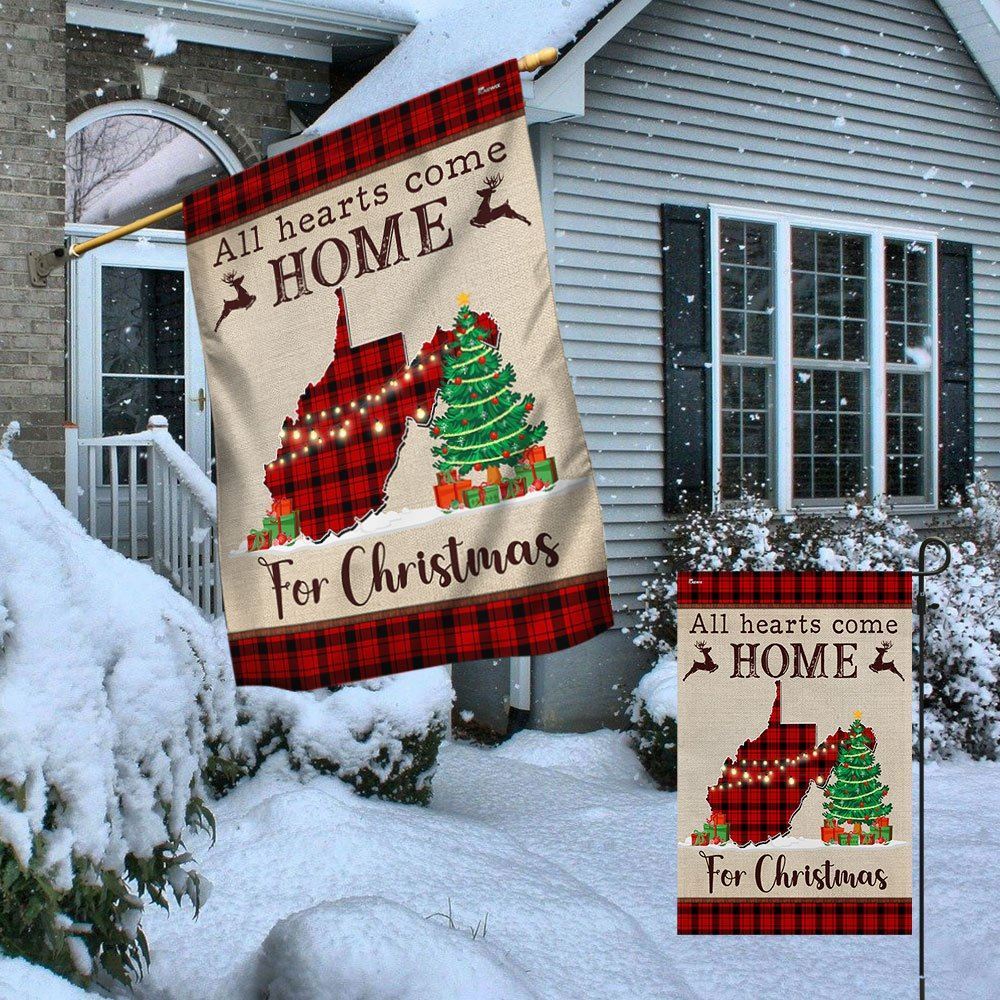 West Virginia Christmas Flag All Hearts Come Home For Christmas Flag, Christmas Garden Flag, Home Decor Accessories, Christmas Outdoor Decor Ideas