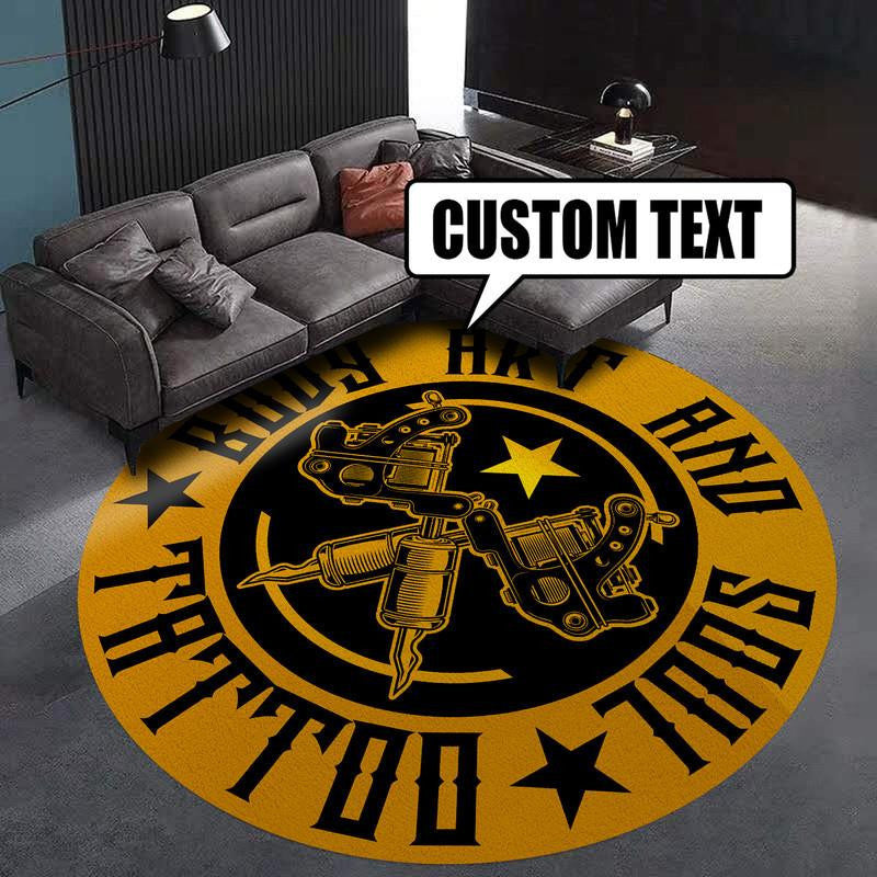 Personalized Tattoo Studio Living Room Round Mat Circle Rug