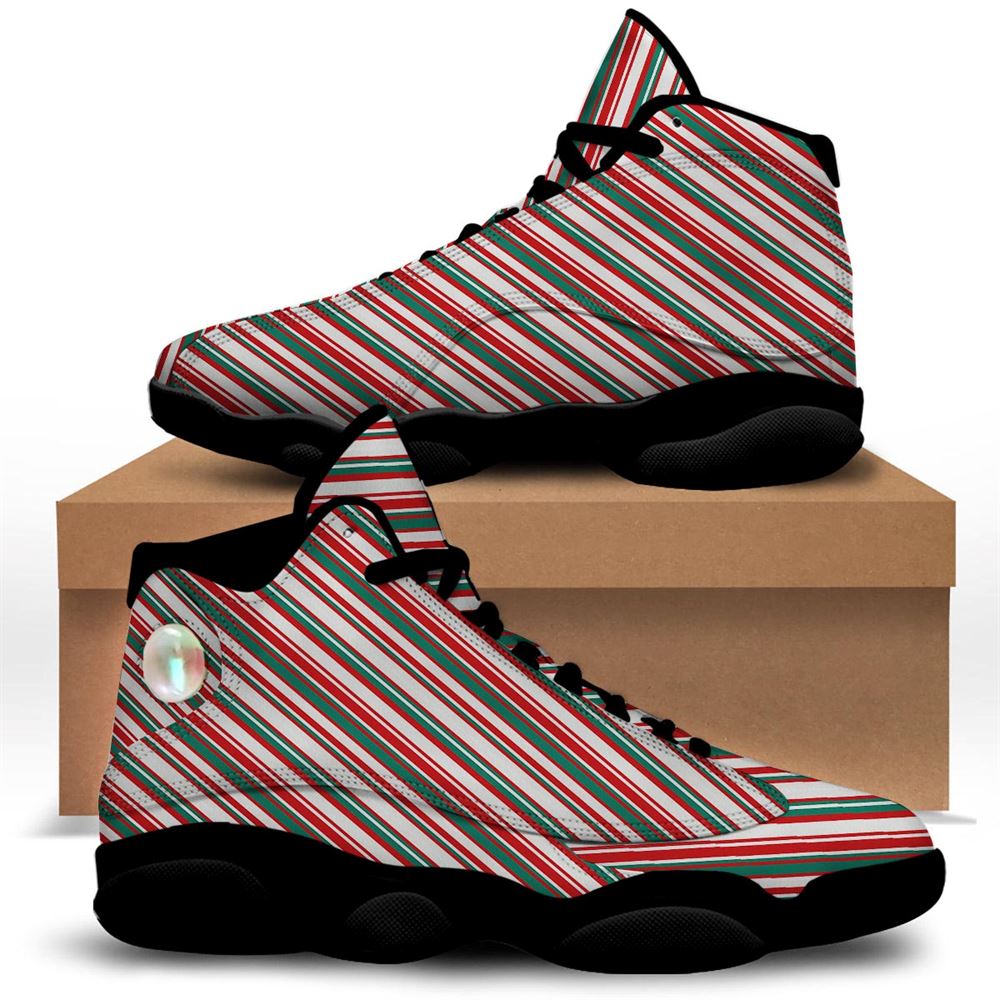 Christmas Basketball Shoes, Candy Cane Stripe Christmas Print Jd13 Shoes For Men Women, Christmas Fashion Shoes