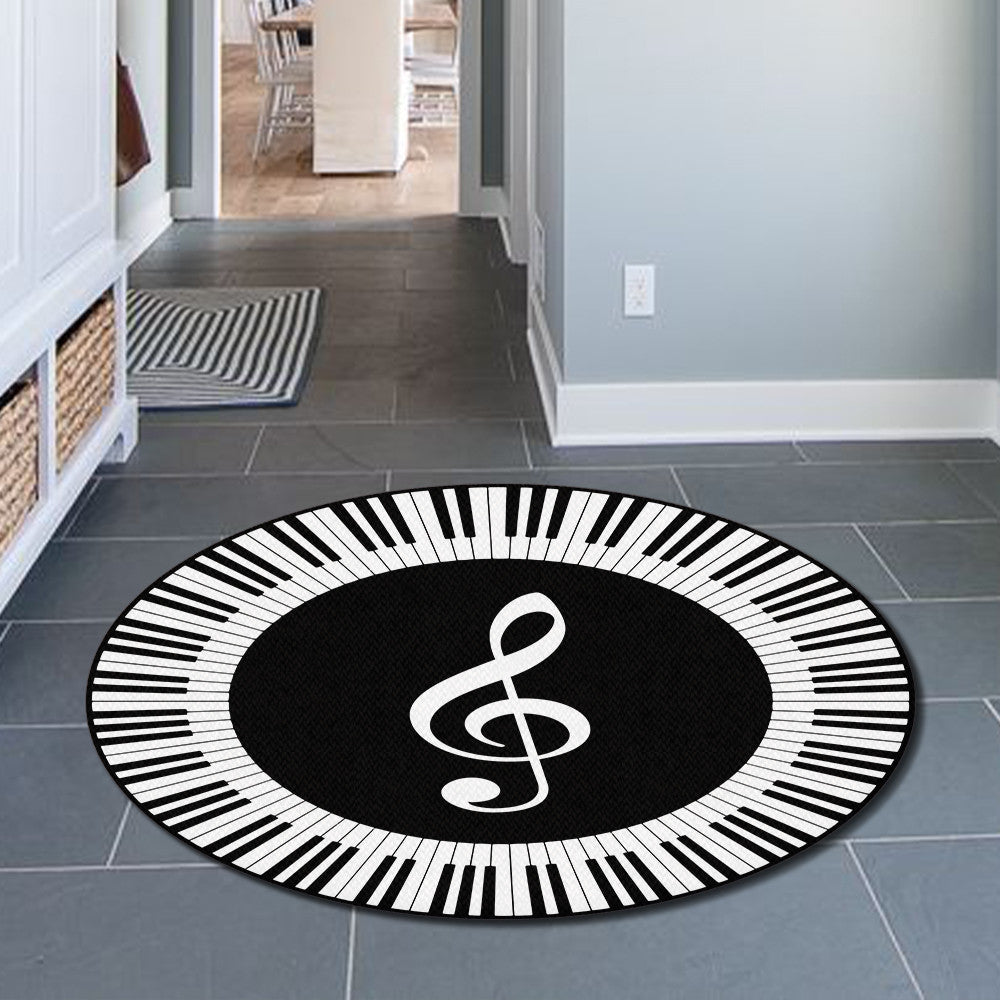 Piano Room Living Room Round Mat Circle Rug