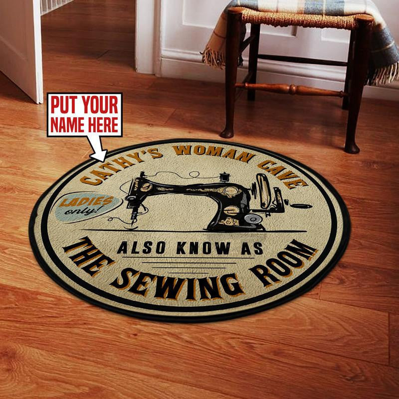 Personalized Sewing Room Living Room Round Mat Circle Rug