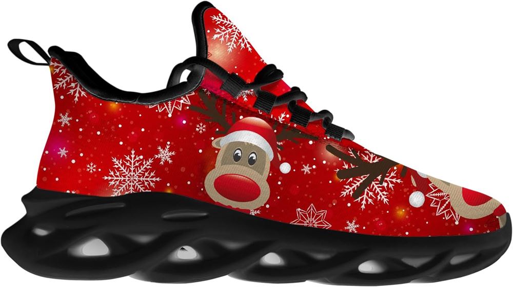 Christmas Running Shoes, Red Nosed Reindeer Christmas Max Soul Shoes For Men Women, Christmas Shoes, Winter Fashion Shoes