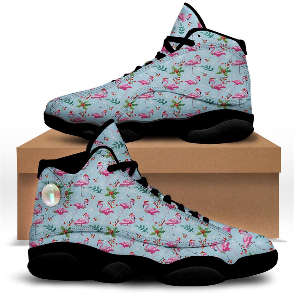 Christmas Basketball Shoes, Christmas Flamingo Pink Print Pattern Jd13 Shoes For Men Women, Christmas Fashion Shoes