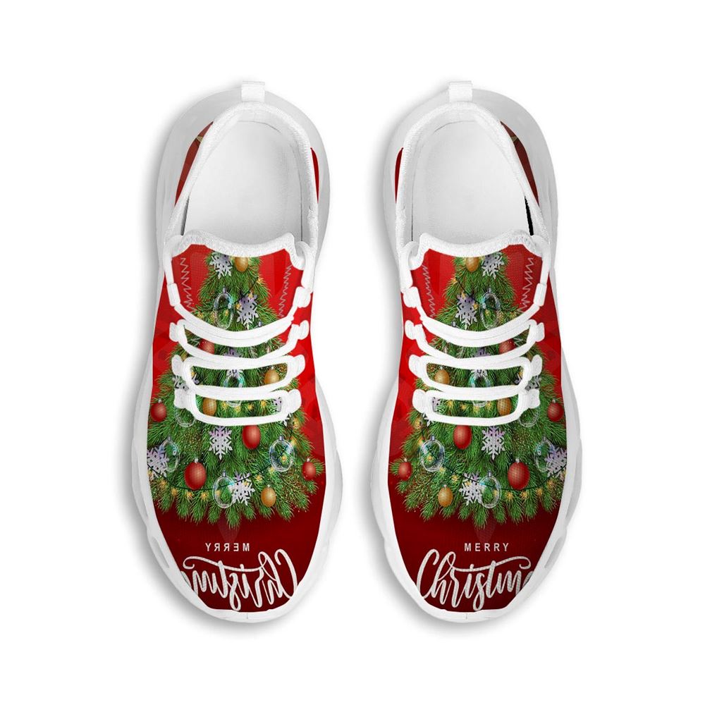 Christmas Tree Print White Max Soul Shoes For Men Women, Best Running Sneaker, Christmas Shoes, Winter Fashion Shoes