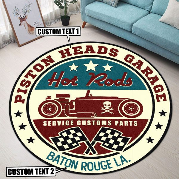 Personalized Hot Rod Service Custom Parts Round Mat Round Floor Mat Room Rugs Carpet Outdoor Rug Washable Rugs