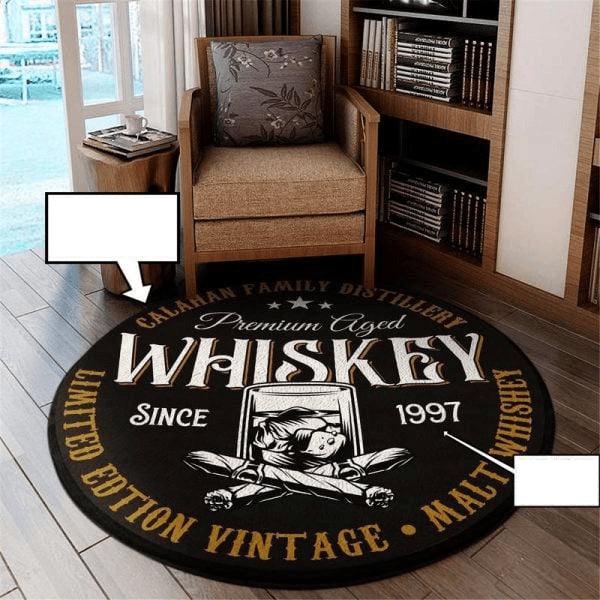 Personalized Whiskey Round Mat Round Floor Mat Room Rugs Carpet Outdoor Rug Washable Rugs