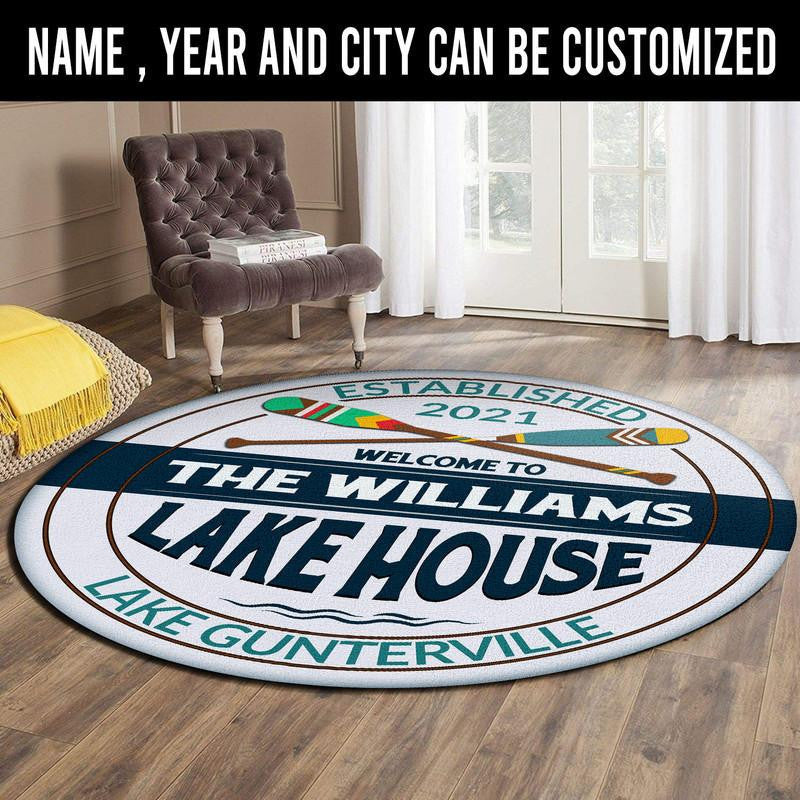 Personalized Lake House Living Room Round Mat Circle Rug