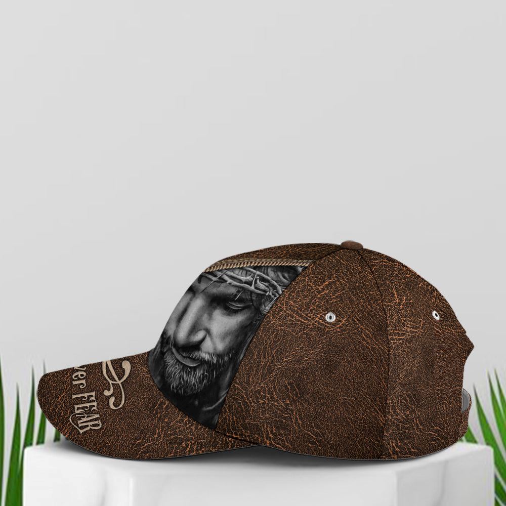 Classic Leather Style Faith Over Fear All Over Print Baseball Cap, God Cap, Gift Ideas For Male