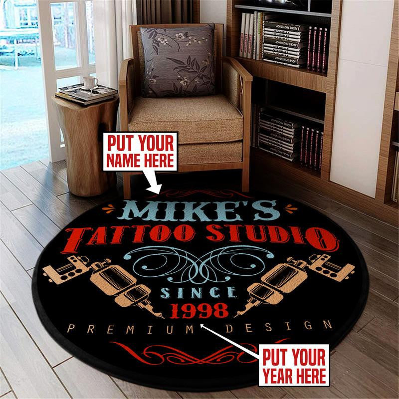 Personalized Tattoo Living Room Round Mat Circle Rug