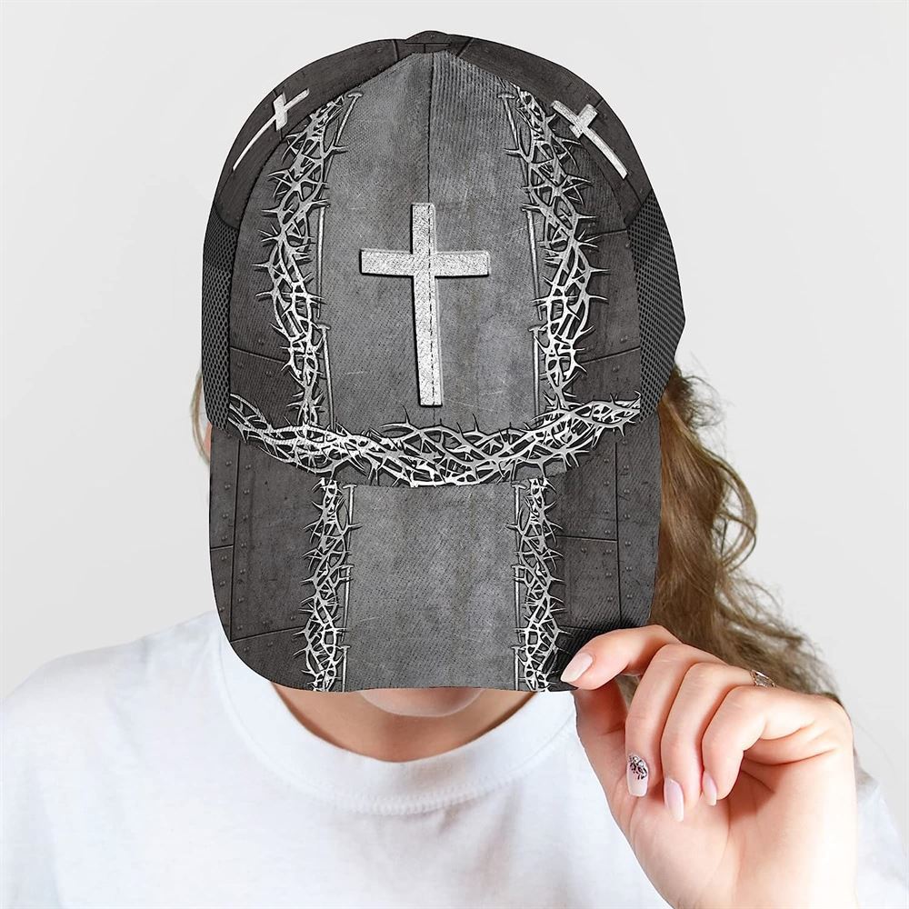 Christian Cross With Crown Of Thorn All Over Print Baseball Cap, God Cap, Gift Ideas For Male