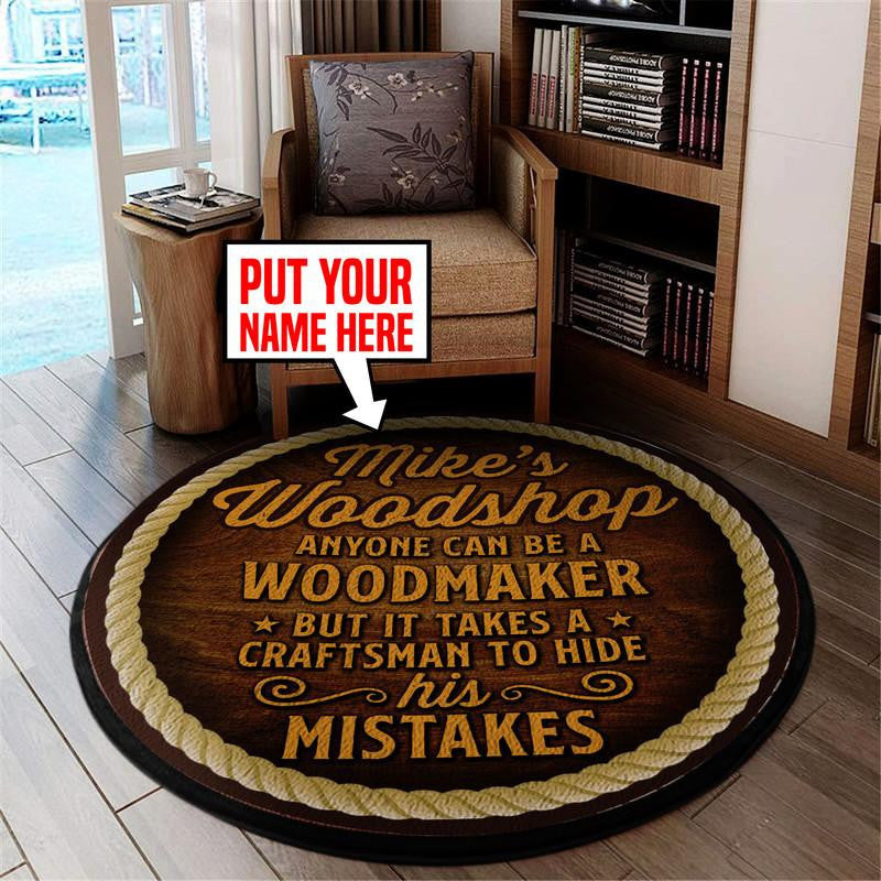 Personalized Woodshop Living Room Round Mat Circle Rug