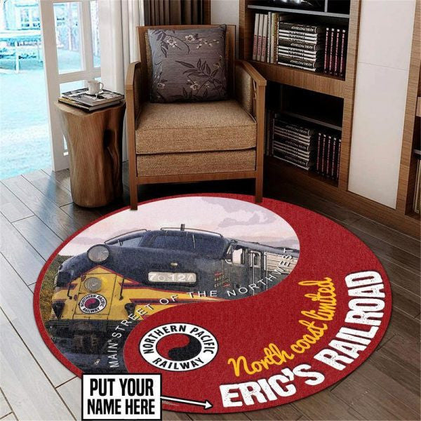 Personalized Nothern Pacific Railroad Round Mat Round Floor Mat Room Rugs Carpet Outdoor Rug Washable Rugs