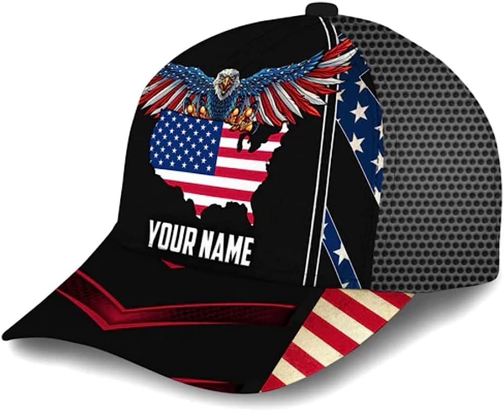 Custom Name American Flag Eagle Baseball Cap, Christian Baseball Cap, Religious Cap, Jesus Gift, Jesus Hat