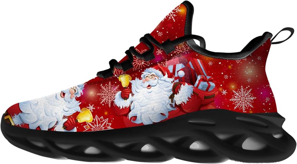 Christmas Running Shoes, Santa Claus Ring Bells Max Soul Shoes For Men Women, Christmas Shoes, Winter Fashion Shoes