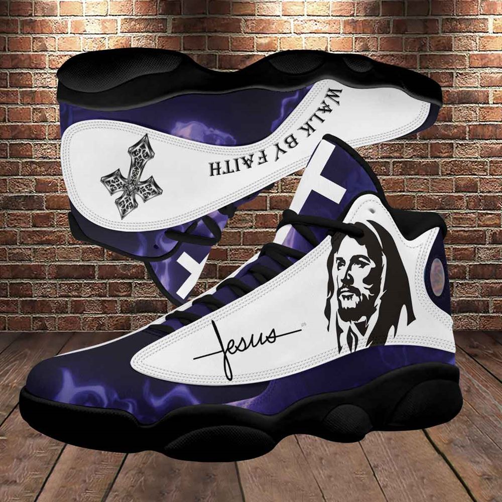 Walk By Faith Jesus Cross Jesus Drawing Jd13 Shoes For Man And Women, Christian Basketball Shoes, Gift For Christian, God Shoes