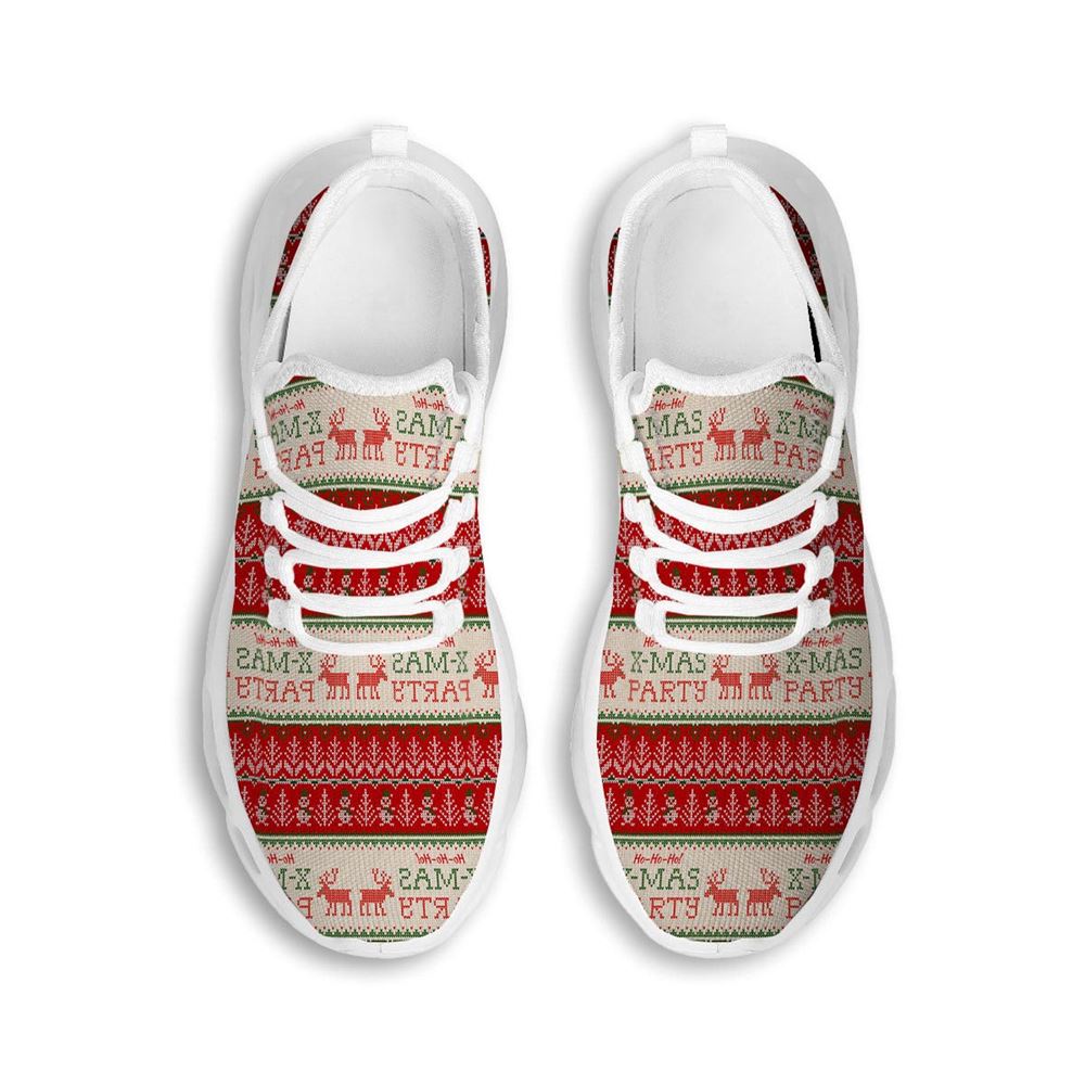 Festive Christmas Knitted Print Pattern White Max Soul Shoes For Men Women, Best Running Sneaker, Christmas Shoes, Winter Fashion Shoes