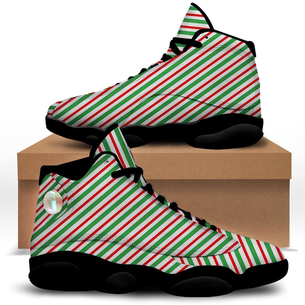 Christmas Basketball Shoes, Candy Cane Stripes Christmas Print Jd13 Shoes For Men Women, Christmas Fashion Shoes