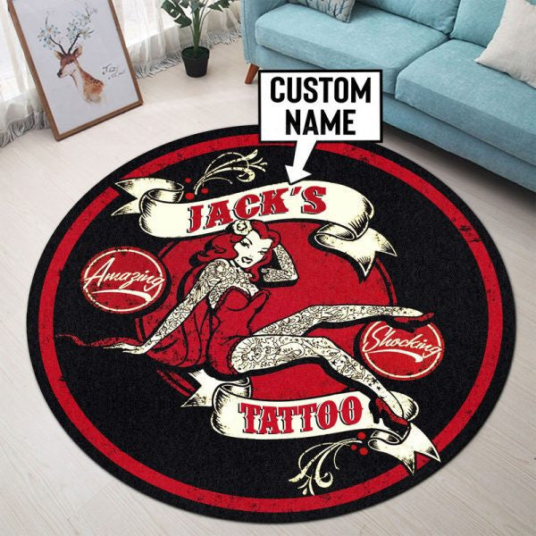 Personalized Tattoo Round Mat Round Floor Mat Room Rugs Carpet Outdoor Rug Washable Rugs