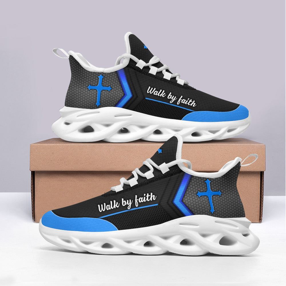 Christian Best Running Shoes, Black Jesus Walk By Faith Running Shoes Max Soul Shoes For Men And Women, Jesus Fashion Shoes