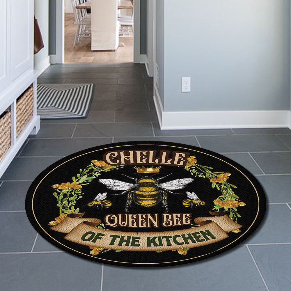 Personalized Queen Bee Of The Kitchen Living Room Round Mat Circle Rug