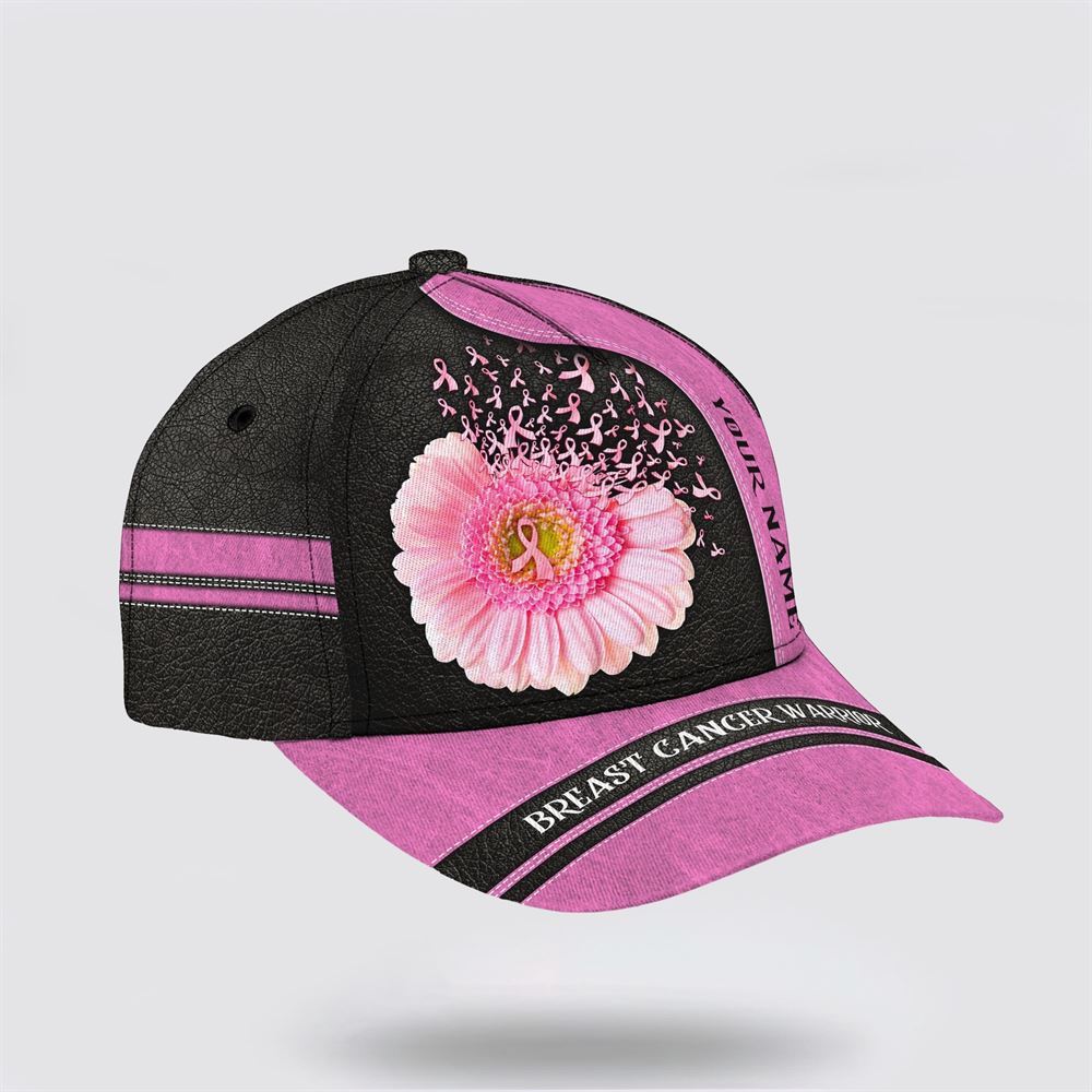 Customized Breast Cancer Awareness Pink And Black Print Baseball Cap, Gifts For Breast Cancer Patients, Breast Cancer Hat