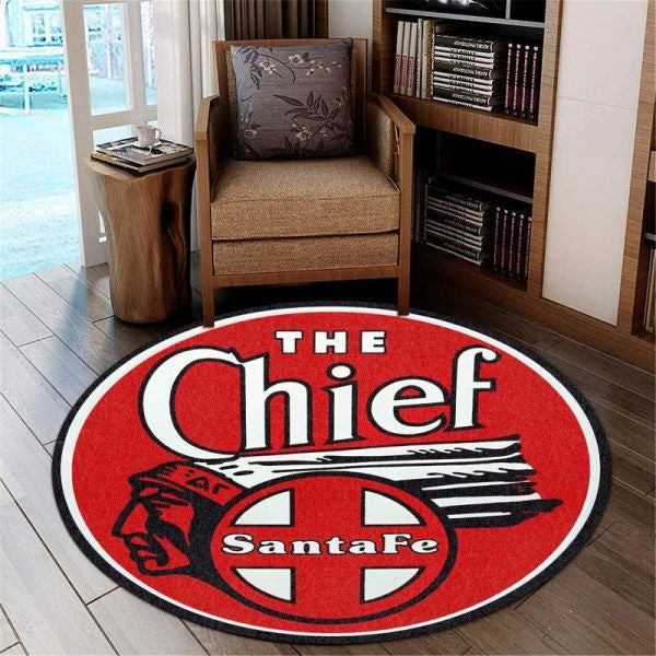 Santa Fe Chief Railroad Round Mat Round Floor Mat Room Rugs Carpet Outdoor Rug Washable Rugs