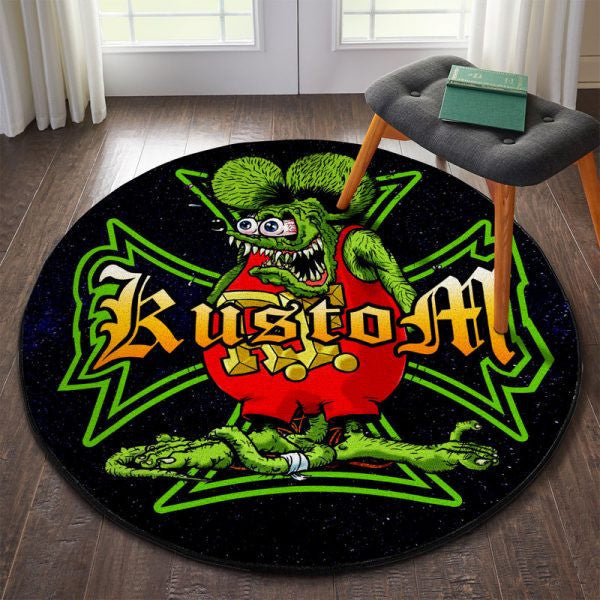 Rat Fink Hot Rod Garage Kustom Kulture Round Mat Round Floor Mat Room Rugs Carpet Outdoor Rug Washable Rugs