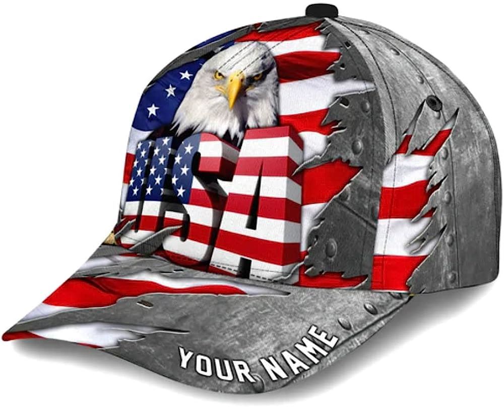 American Flag Bad Eagle Custom Name Baseball Cap, Christian Baseball Cap, Religious Cap, Jesus Gift, Jesus Hat