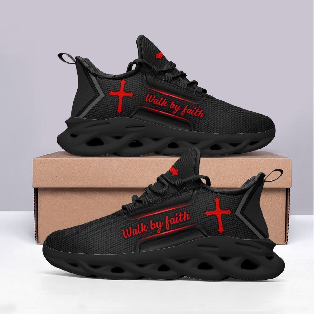 Christian Best Running Shoes, Jesus Black Walk By Faith Running Shoes Max Soul Shoes For Men And Women, Jesus Fashion Shoes