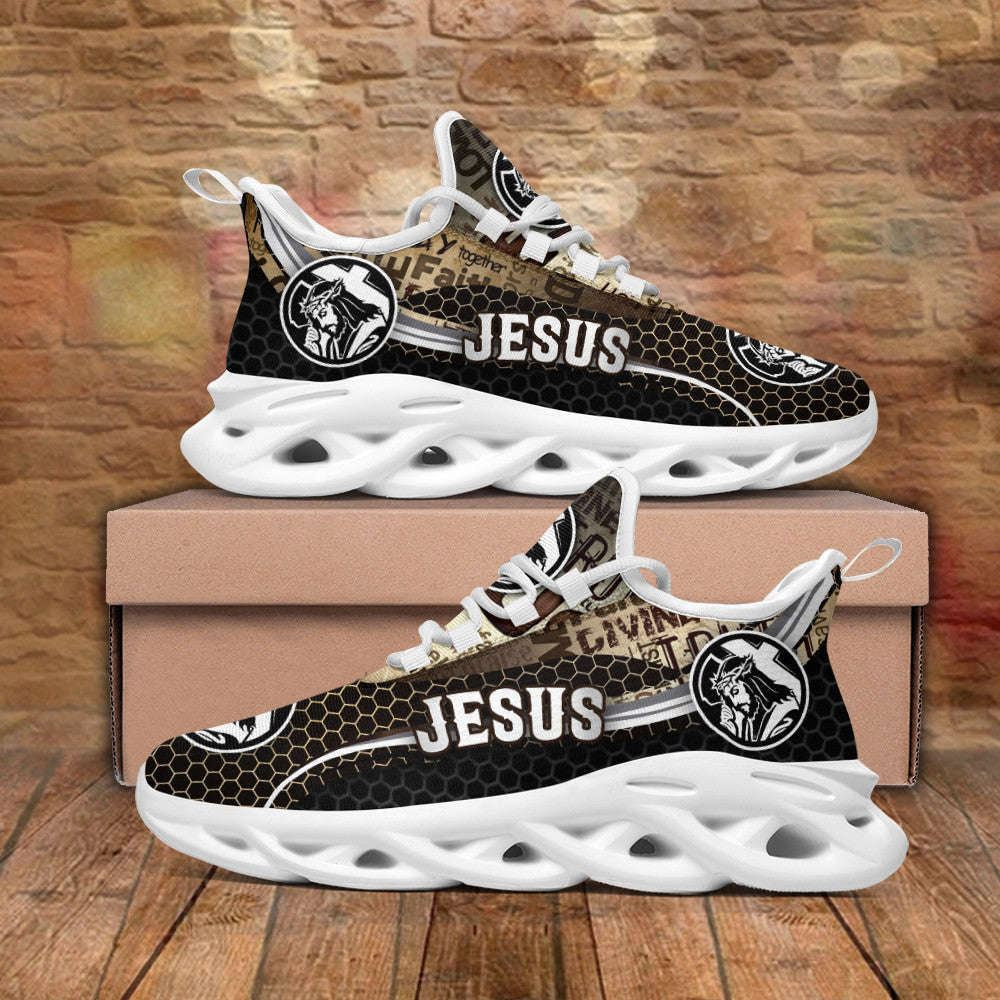 Christian Best Running Shoes, Jesus Running Sneakers White Black Max Soul Shoes For Men And Women, Jesus Fashion Shoes