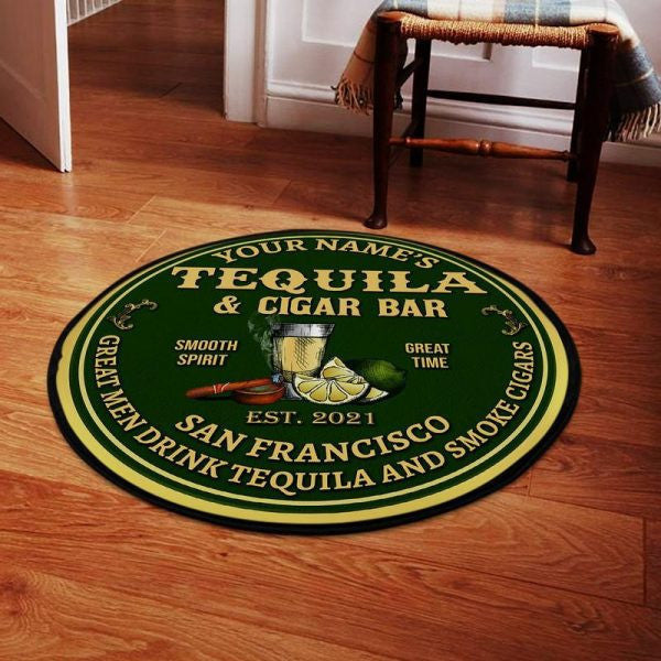 Personalized Tequila Cigar Bar Round Mat Round Floor Mat Room Rugs Carpet Outdoor Rug Washable Rugs