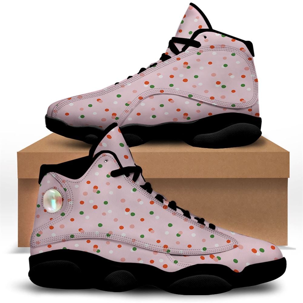 Christmas Basketball Shoes, Polka Dot Merry Christmas Print Pattern Jd13 Shoes For Men Women, Christmas Fashion Shoes