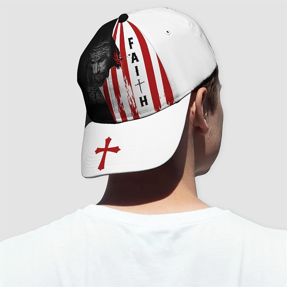 Faith American Flag And God And Cross All Over Print Baseball Cap, God Cap, Gift Ideas For Male