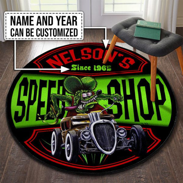 Personalized Hot Rod In Rat We Trust Round Mat Round Floor Mat Room Rugs Carpet Outdoor Rug Washable Rugs