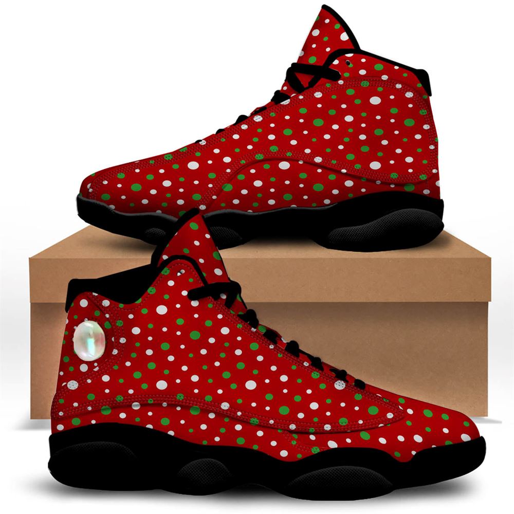 Christmas Basketball Shoes, Polka Dot Christmas Style Print Pattern Jd13 Shoes For Men Women, Christmas Fashion Shoes