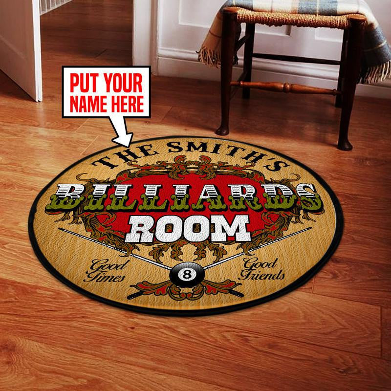 Personalized Pool Hall Living Room Round Mat Circle Rug