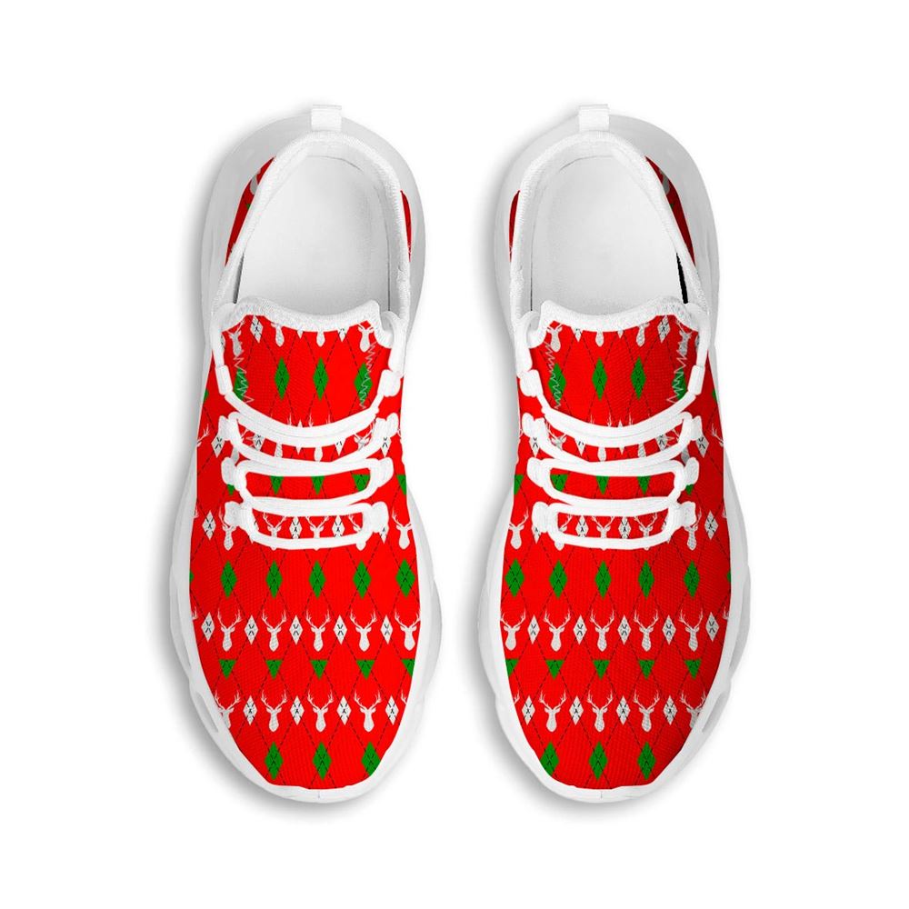 Deer Argyle Christmas Print Pattern White Max Soul Shoes For Men Women, Best Running Sneaker, Christmas Shoes, Winter Fashion Shoes