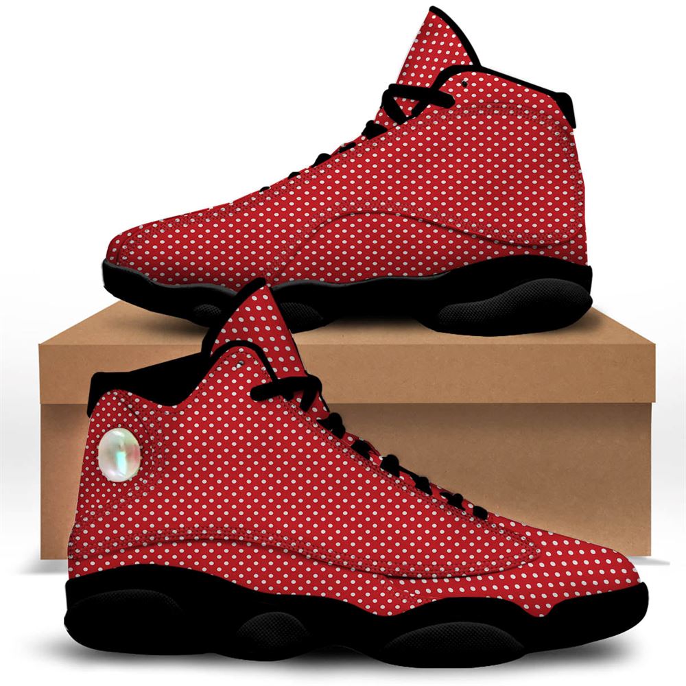 Christmas Basketball Shoes, Polka Dot Christmas Print Pattern Jd13 Shoes For Men Women, Christmas Fashion Shoes