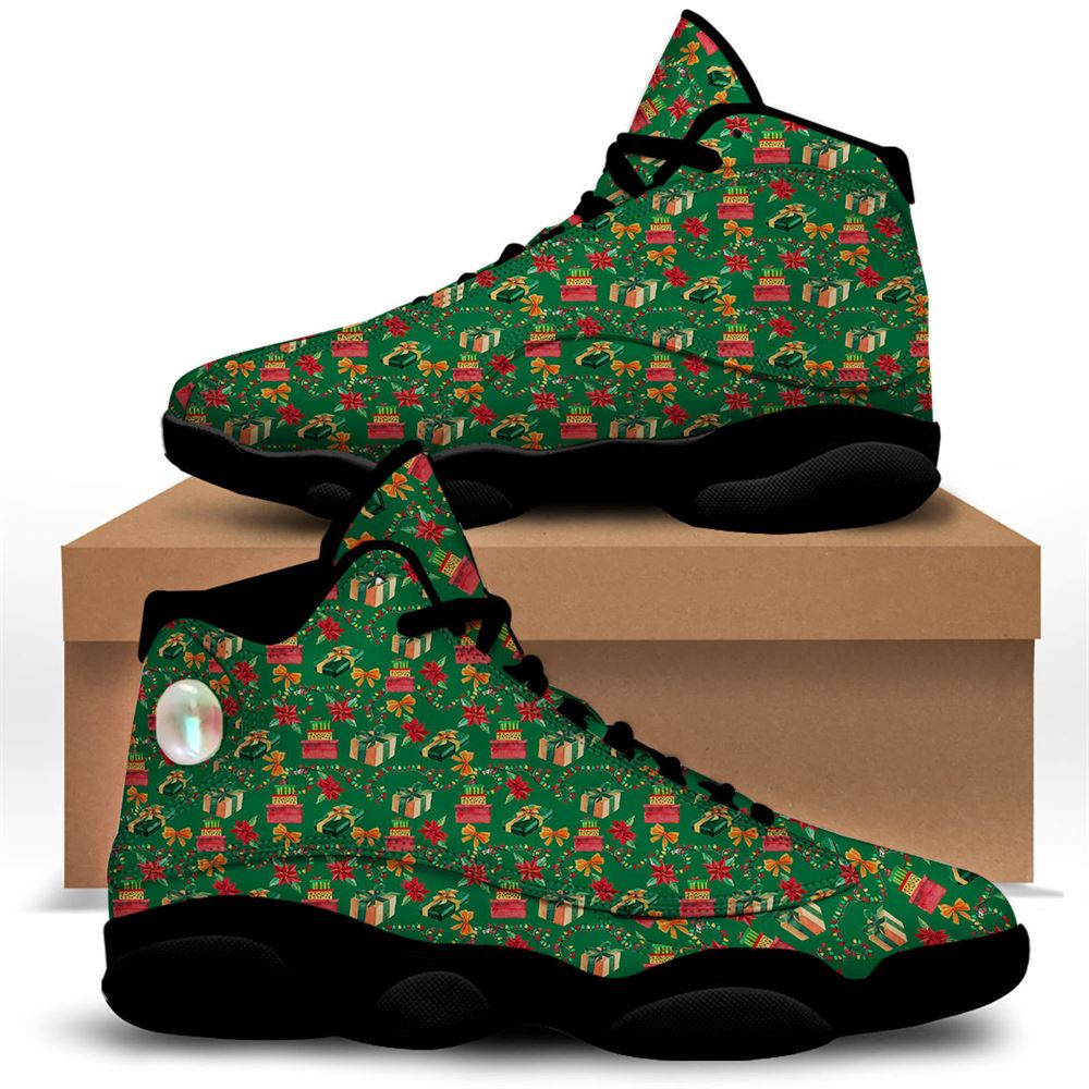 Christmas Basketball Shoes, Poinsettia Cute Christmas Print Pattern Jd13 Shoes For Men Women, Christmas Fashion Shoes