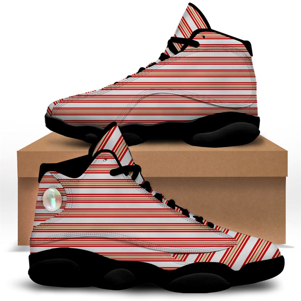 Christmas Basketball Shoes, Stripes Merry Christmas Print Pattern Jd13 Shoes For Men Women, Christmas Fashion Shoes