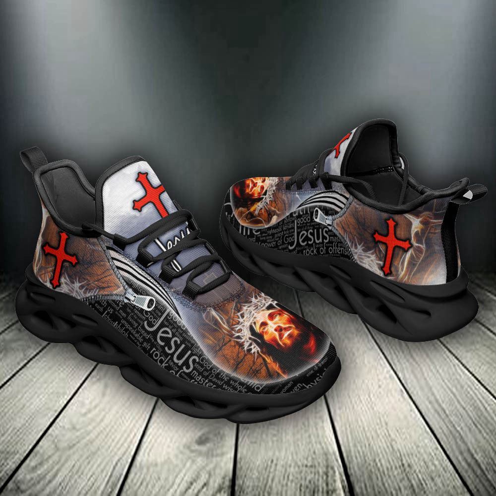 Christian Best Running Shoes, Jesus Running Sneakers Black White Max Soul Shoes For Men And Women, Jesus Fashion Shoes